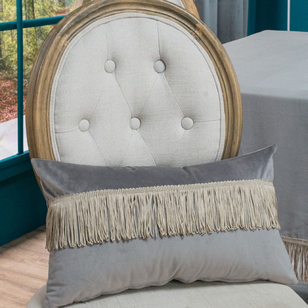 Μαξιλαροθήκη Velvet 11 Με Κρόσι GREY